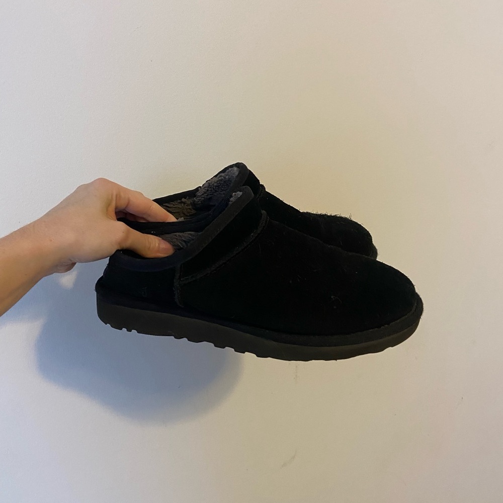Black Fuzzy-Lined Slip-On Shoe